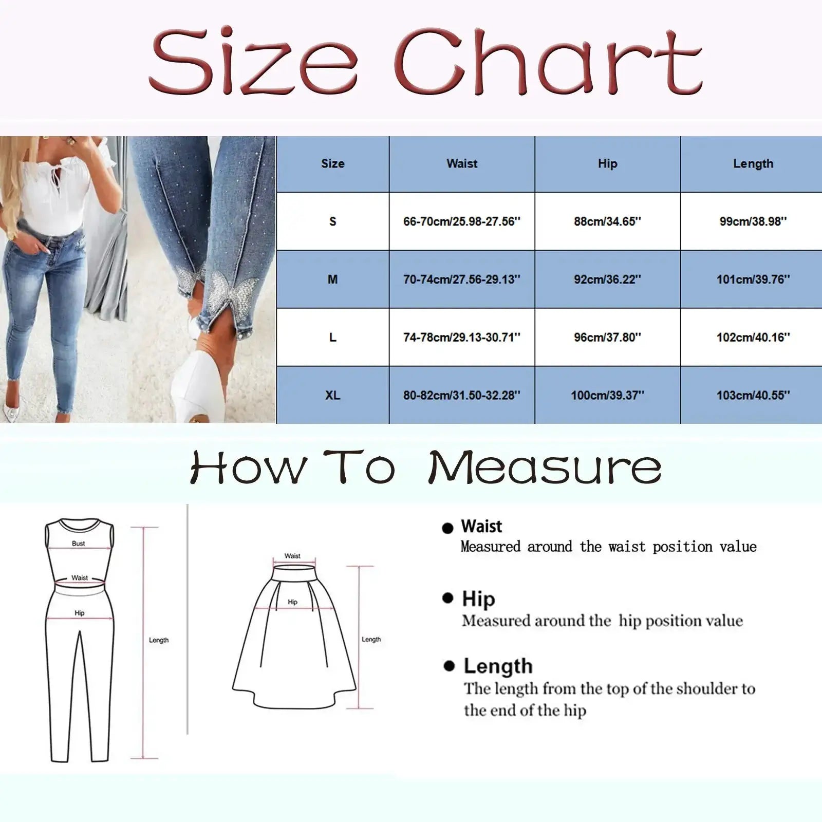 Women's High Waist Vintage Denim Jeans Pencil Pants