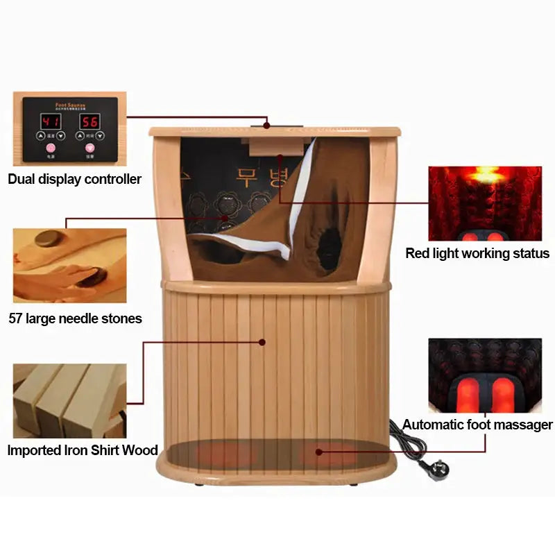 Wooden Massage Foot Bath Bucket Sweat Steam Fumigation Far Infrared Sweat Steam Bucket Automatic Massage Foot Bath Bucket 220V