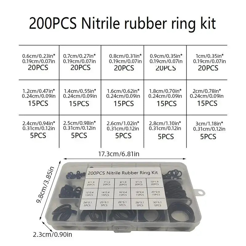 200 Pcs Rubber O Ring Boxed For Faucet Hose Connector Seal