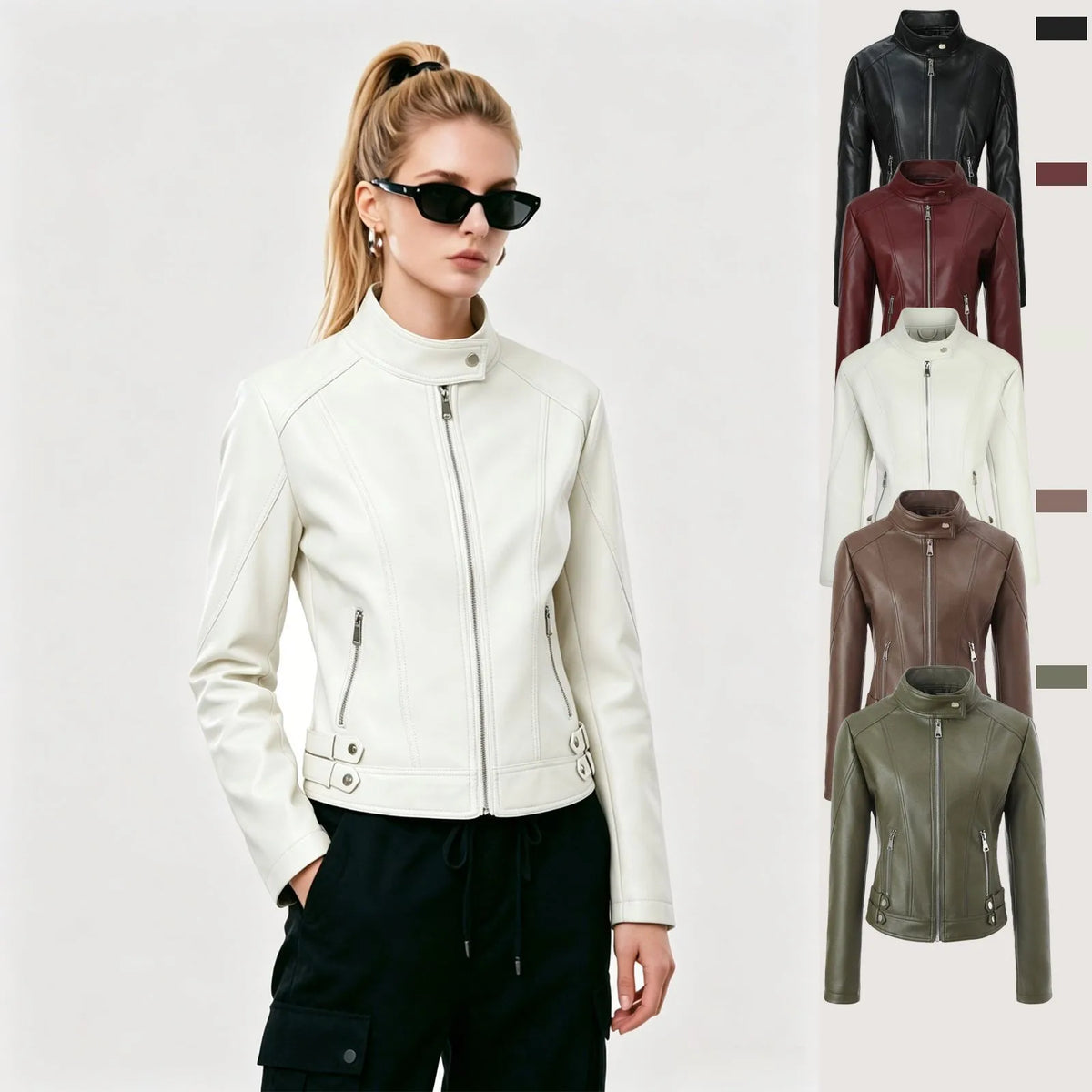 Slim Stand Collar Wrinkle Jacket