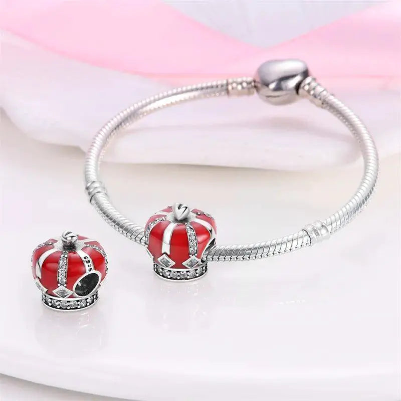 Sterling Silver Red Heart Beads for Pandora Jewelry Gifts