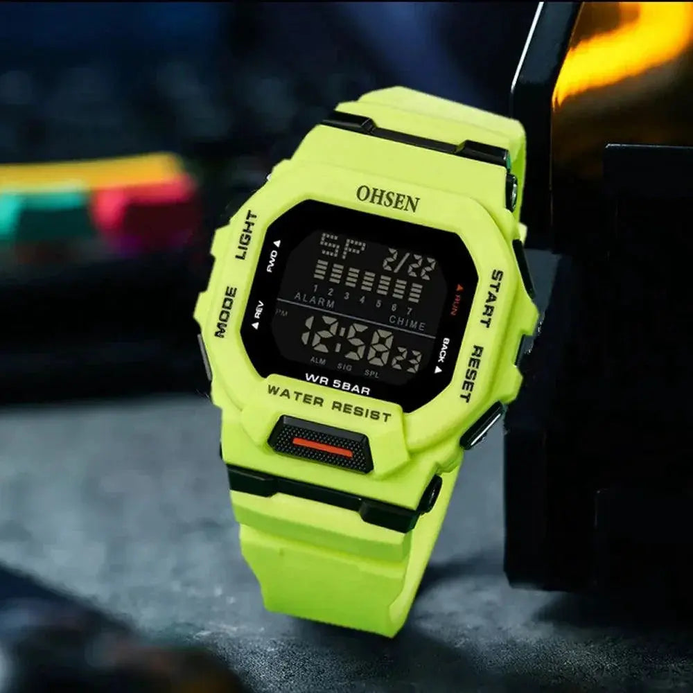 OHSEN Digital Sports Watch Chronograph Backlit Display