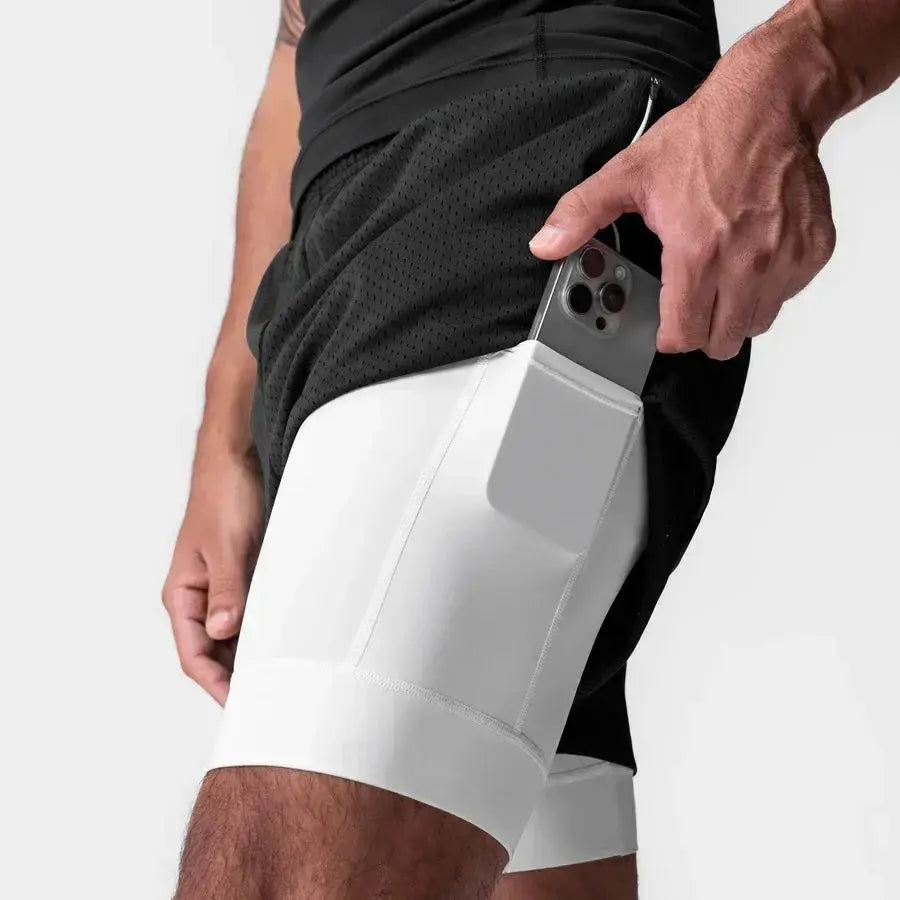 Men's 2-In-1 Camo Quick-Dry Running Shorts For Gym Training