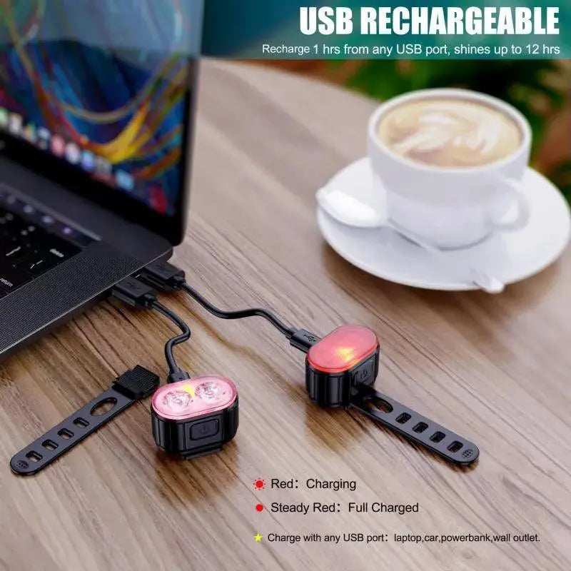 LED Bike Lights USB Rechargeable Waterproof Trail Visibility