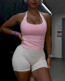 Breathable Gym Top Women Seamless Strappy Tank Bra