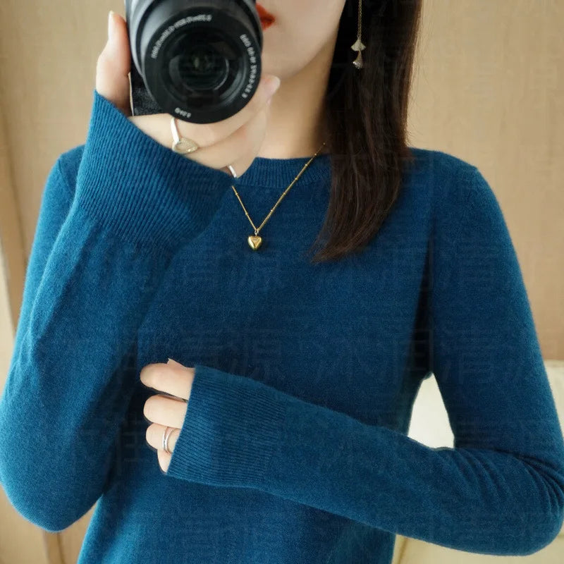 Crew Neck Cashmere Knit Sweater