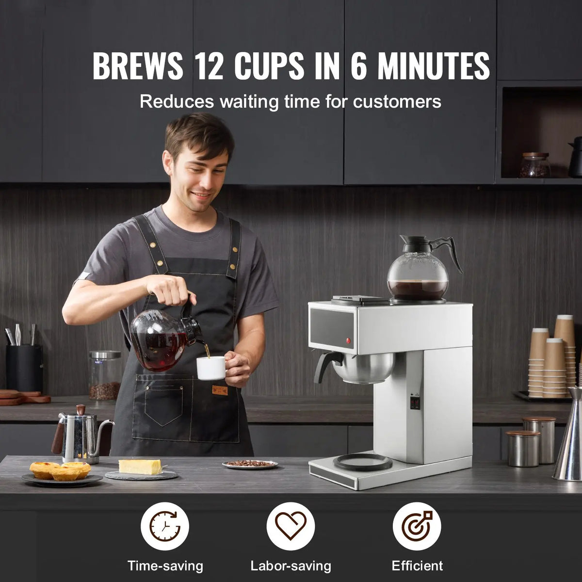 Commercial Drip Coffee Maker, Cups Coffee-Maker Machine with Glass — product view 1