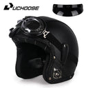 UCHOOSE Retro Motorcycle Helmet PU Leather Open Face 3/4 Chopper Bicycle Helmets Classic Casco Moto Vintage