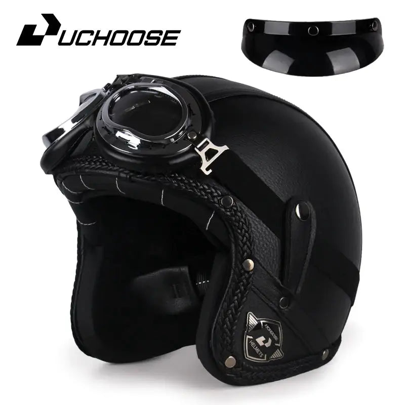 Retro Open Face Motorcycle Helmet — product view 12