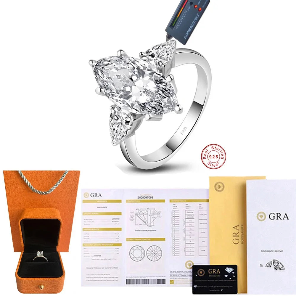 Moissanite Ring in Sterling Silver marquise — product view 6