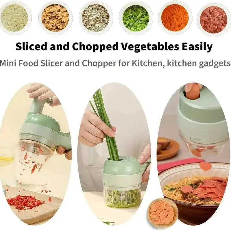4 In 1 Vegetable Cutter Set Portable Wireless Food Processor