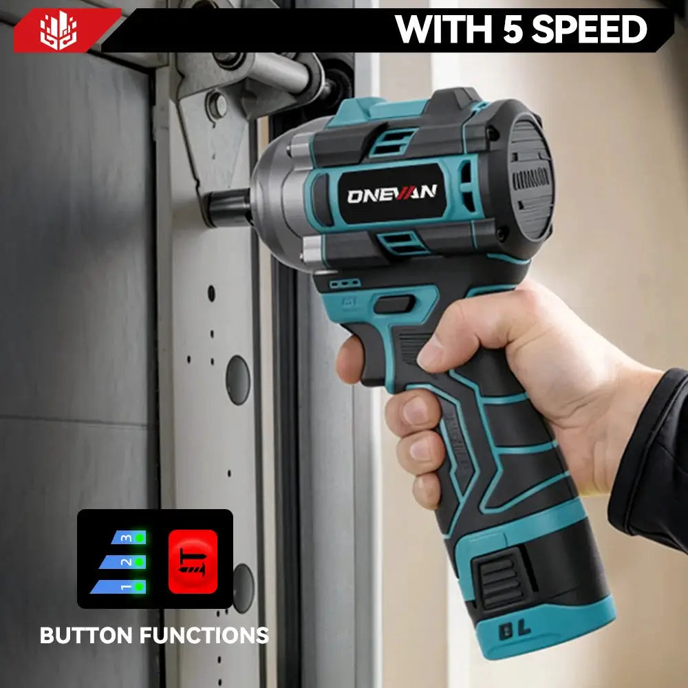 ONEVAN 500N.M Brushless Electric Impact Wrench 1/2inch Cordless Handheld Screwdriver Drill Wrench Tool With Lithium-Ion Battery