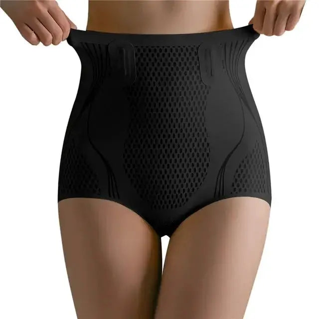 High Waisted Ice Silk Body Shaper Lumbar Pad Ion Fiber
