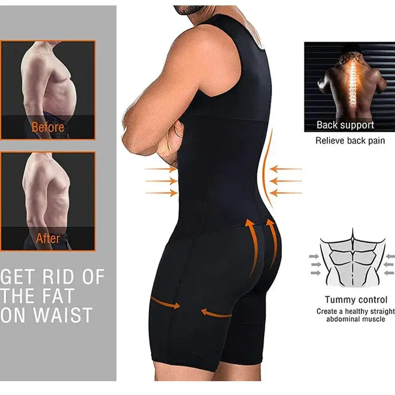 Mens Slimming Bodysuit Tummy Control Shapewear Comfort