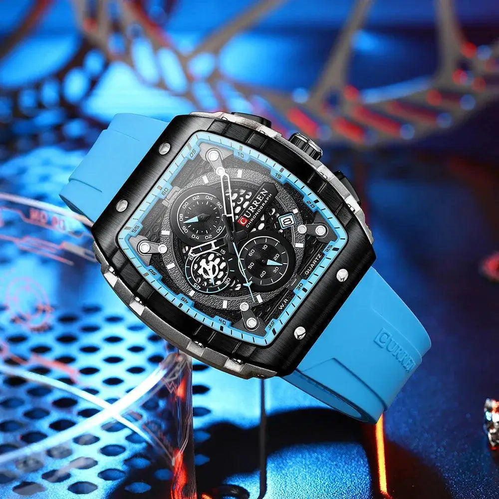Curren Chronograph Square Dial Men's Wristwatch Luxury