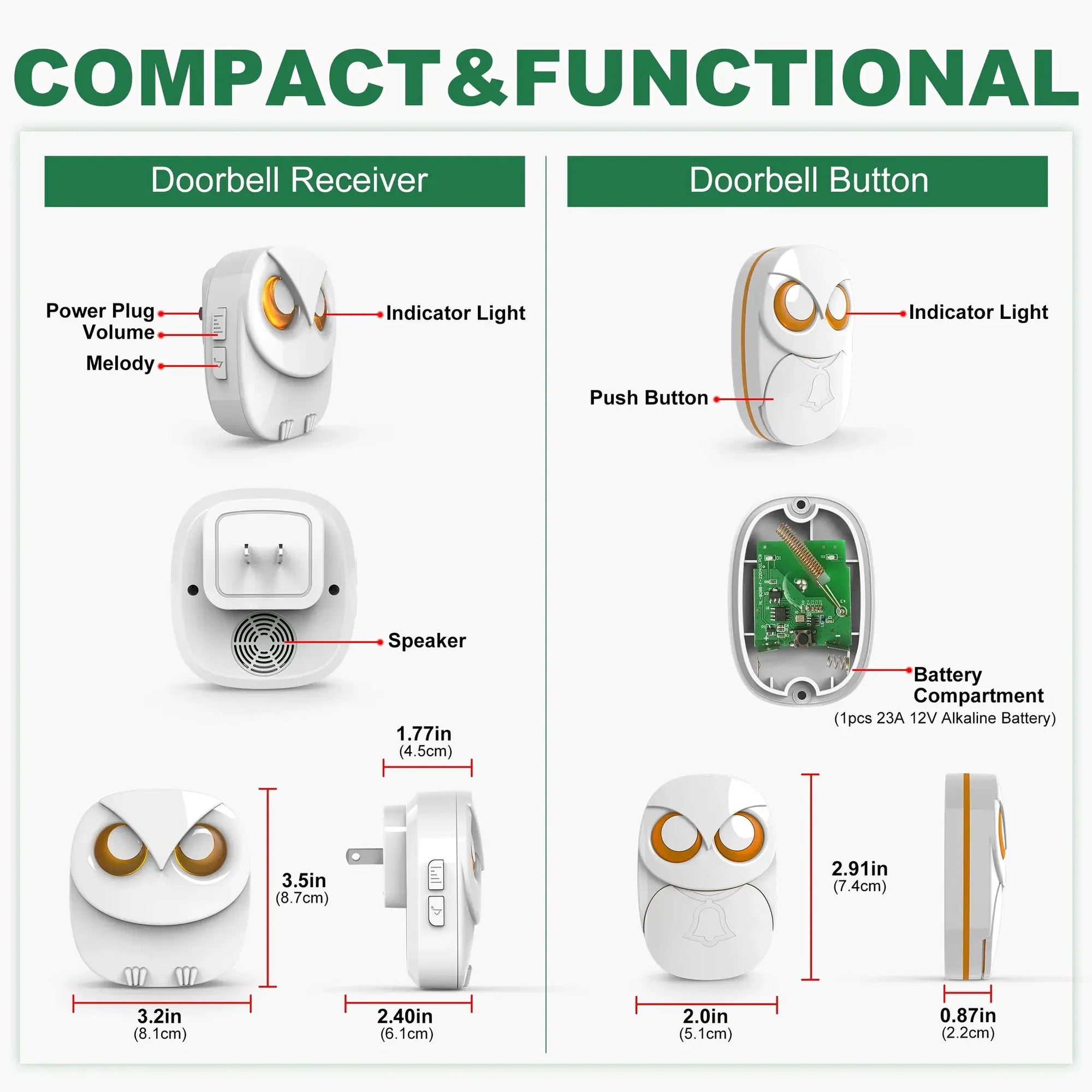 HTZSAFE Wireless Doorbell Chime - 300 meters Long Range Wireless doorbell waterproof outdoor Home Intelligent Door Bell Chime by stepyours.com