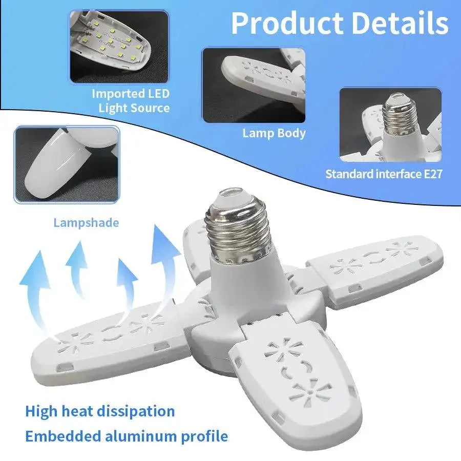 Fan Shape LED Bulb E27 Foldable Ceiling Light Energy Saving