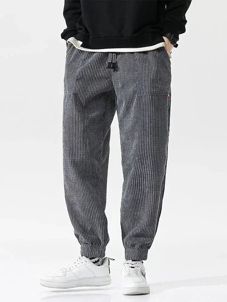 Baggy Corduroy Sweatpants for Men Solid Color Casual Joggers - OurLum.com