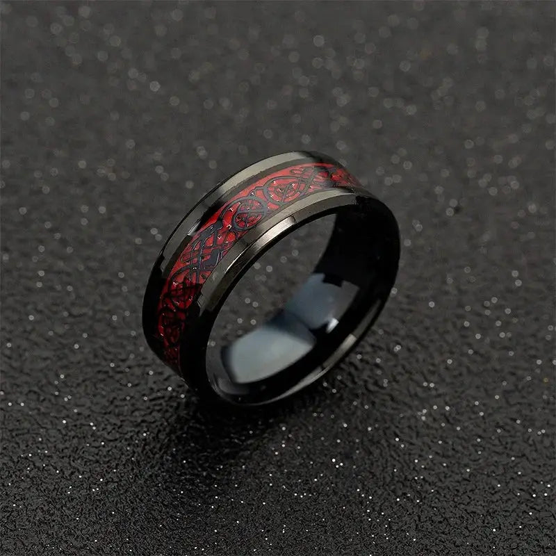 8mm Black Tungsten Celtic Dragon Wedding Ring Band