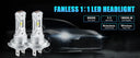 2x Fanless H7 LED Bulb Mini Wireless 18000LM 6000K White