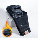 Winter Fleece Thick Jeans Men Business Casual Pants Collection