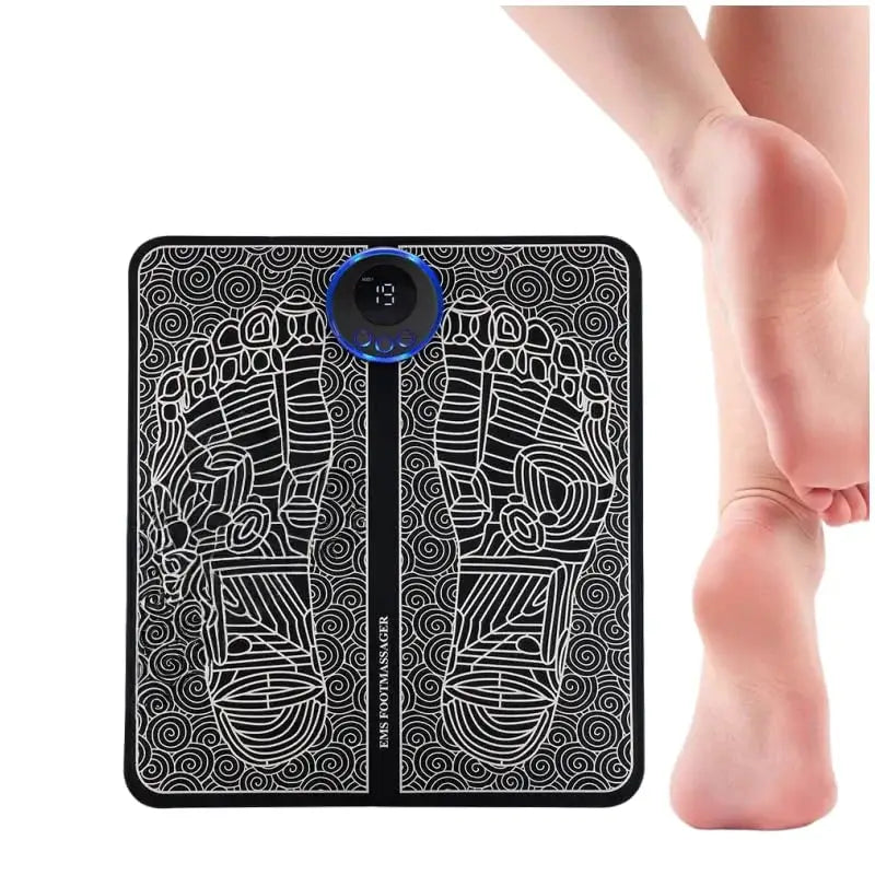 EMS Electric Foot Massager Pad Portable Rechargeable 19 Levels 8 Modes Muscle Stimulator for Pain Relief Blood Circulation Home Office Travel