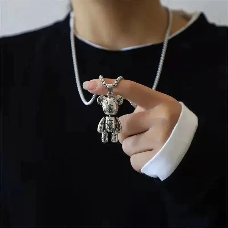 Rebel Bear Necklace Bold Graffiti Street Style Pendant