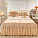 Lace Washed Cotton Bed Skirt Twin Queen Size Bedspread Set