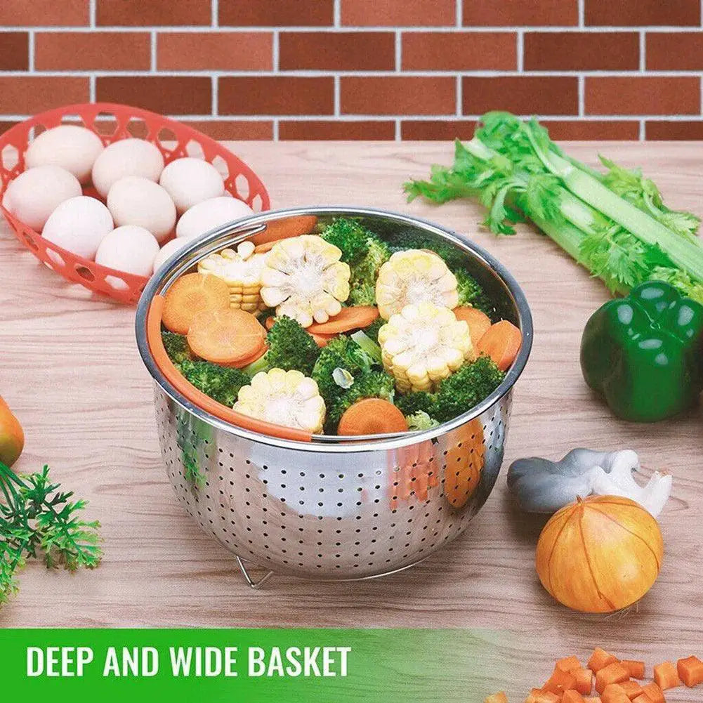 Stainless Steel Pot Steamer Basket With Silicone Handle