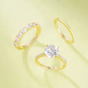 Gold Plated 3 Piece Moissanite Ring Set