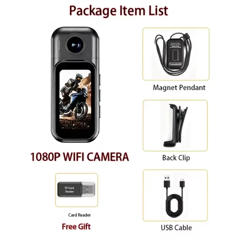 Wearable Camera - Magnetic Waterproof Wifi - 4k(black) With 64G TF Card product image