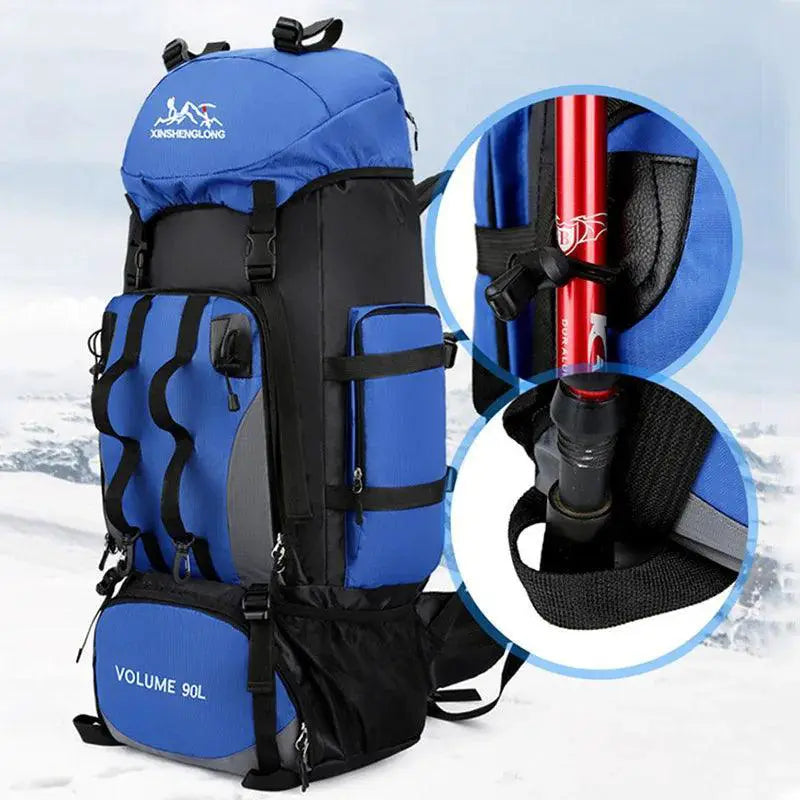 90L Waterproof Hiking Camping Backpack Rucksack For Men