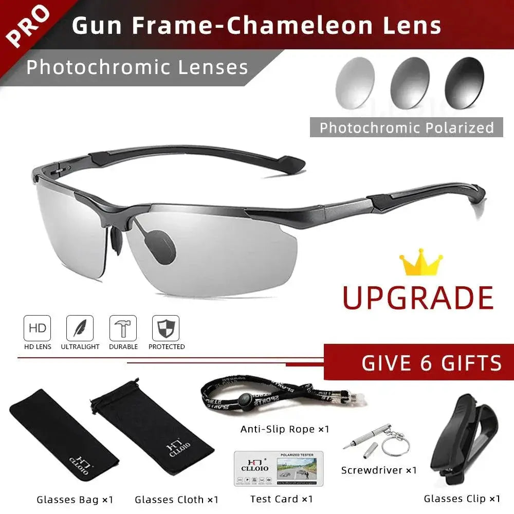 Men's Photochromic Polarized Rimless Sunglasses CLLOIO