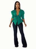 Chic Bowtie Peplum Blouse Elegant Clubwear Party Chic