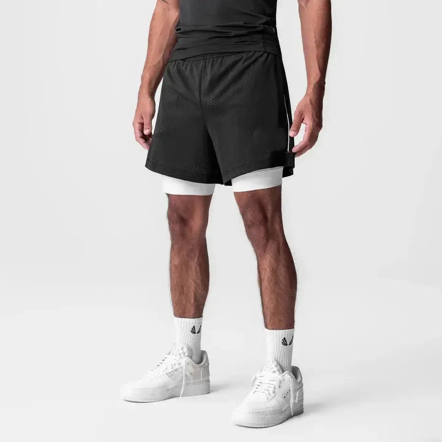 Men's 2-In-1 Camo Quick-Dry Running Shorts For Gym Training