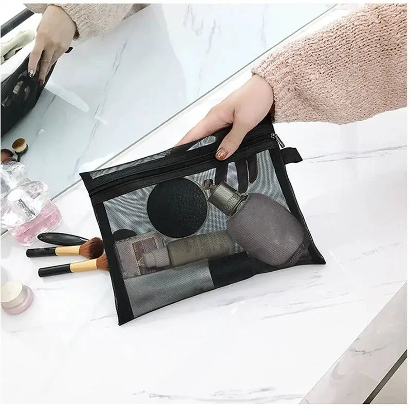 Large And Small Women's Transparent Mesh Makeup Organizer