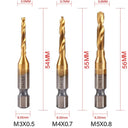 Tap Drill Bit Set Titanium Plated HSS Screw Thread Hex Shank Kit