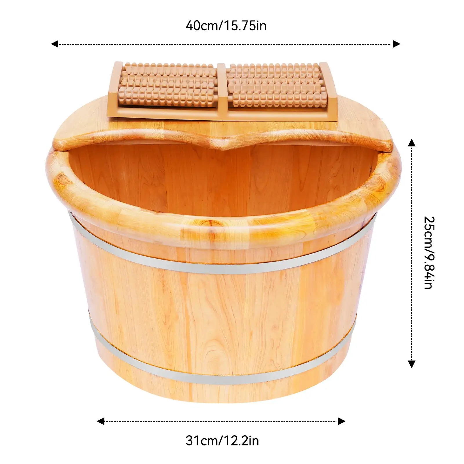Foot Bath Massager Cedar Wood Color Free Standing Footbath Basin Foot Soaking Bath Basin Foot Bucket Footbathing Home Supplie