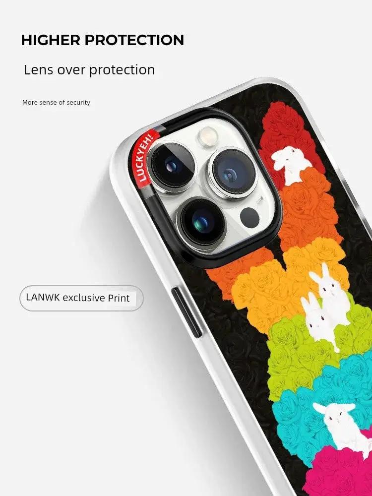 Lanwk Apple iPhone 14 Pro Max ILOVEYOU Rabbit Case