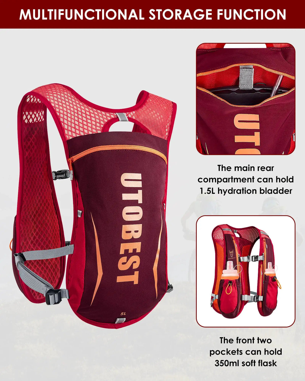 Ultra Lightweight UTOBEST 5L Hydration Vest for Hiking - product image 4