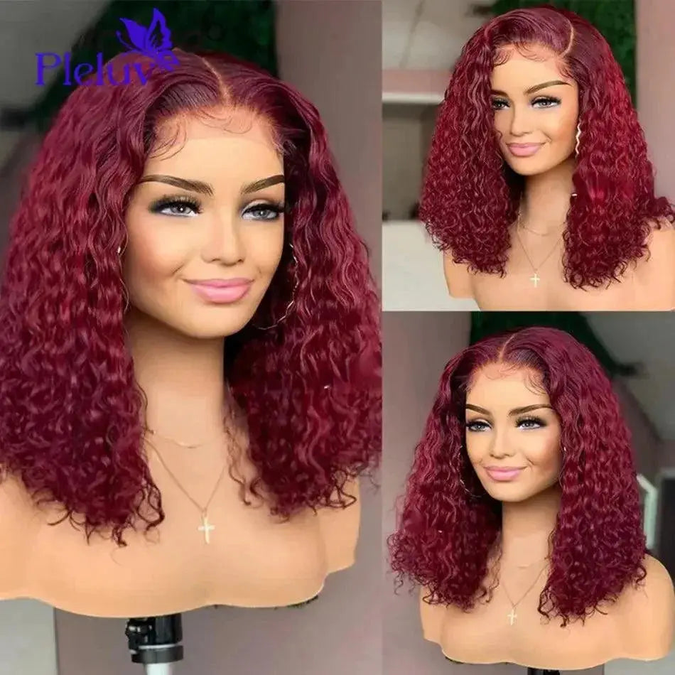Burgundy 99J Lace Front Bob Wig 13x4 Remy Human Hair