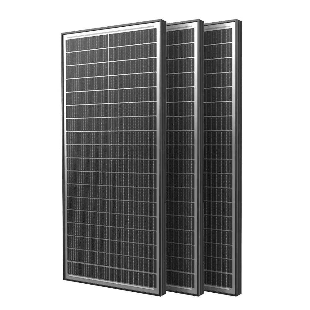 Rvpozwer 300W Bifacial Solar Panels 18BB Monocrystalline Cells 25.5% High-Efficiency PV 3 Pcs 100W for Home RV Off-Grid Rooftop Boat