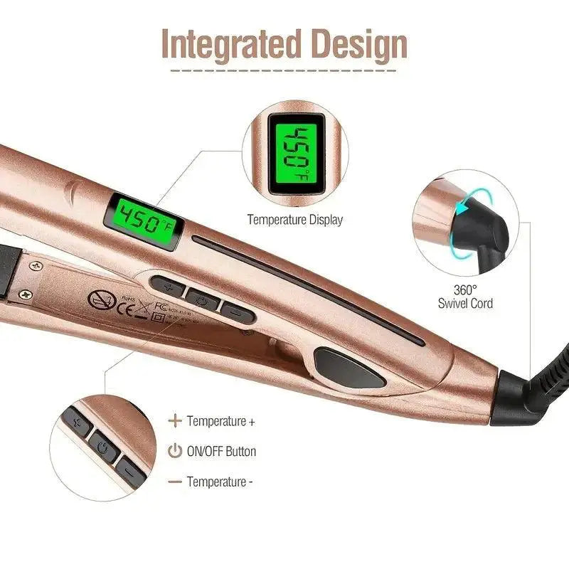 Professional 2 In 1 Flat Iron Hair Straightener Styler Tool