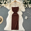 YuooMuoo Women Bodycon Knit Dress Sleeveless Knee Length Party Streetwear Summer