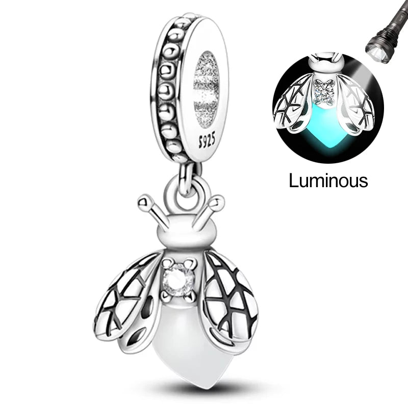 Charm Beads Sterling Silver Pink