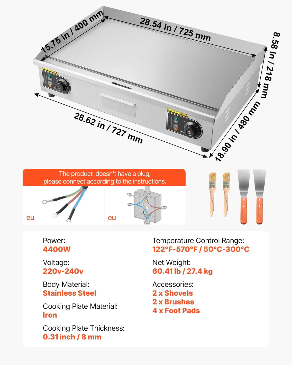 SucceBuy Commercial Electric Griddle Adjustable Temp Control — product view 10