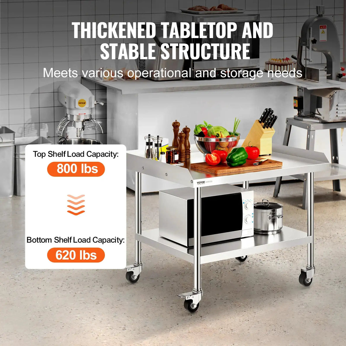 SucceBuy Stainless Steel Work Table Commercial Food Prep Worktable — product view 3