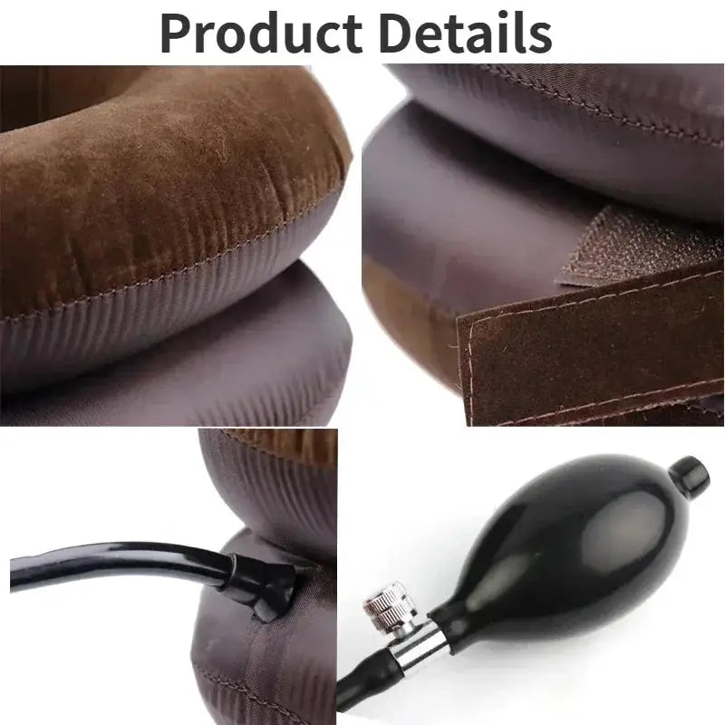 Inflatable Neck Stretcher Support Air Cervical Traction 3 Tubes Neck Braces Stress Relief Relaxation Men Women for Home Office