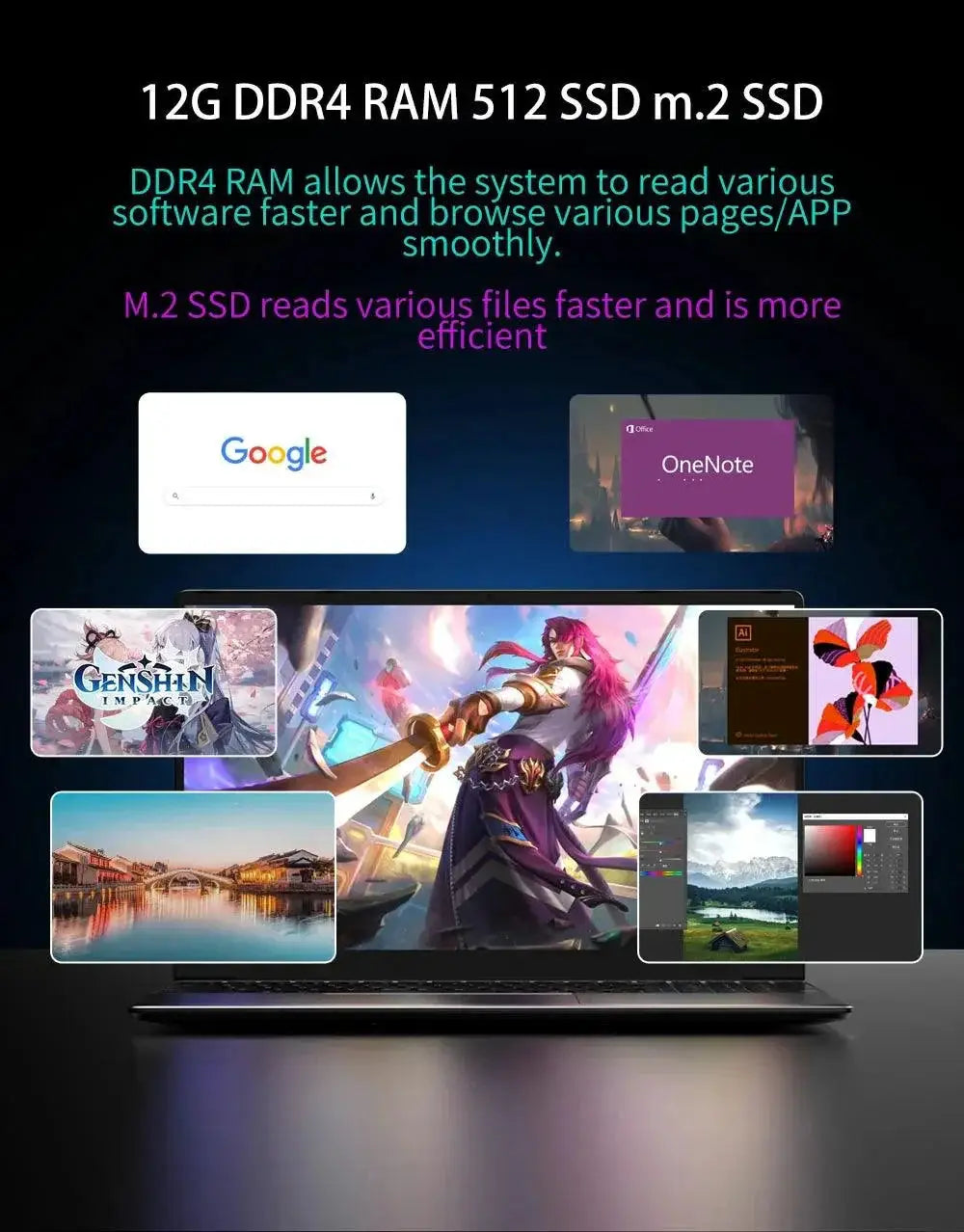 Byone Gaming Laptop Intel Celeron N5095 High Quality Display