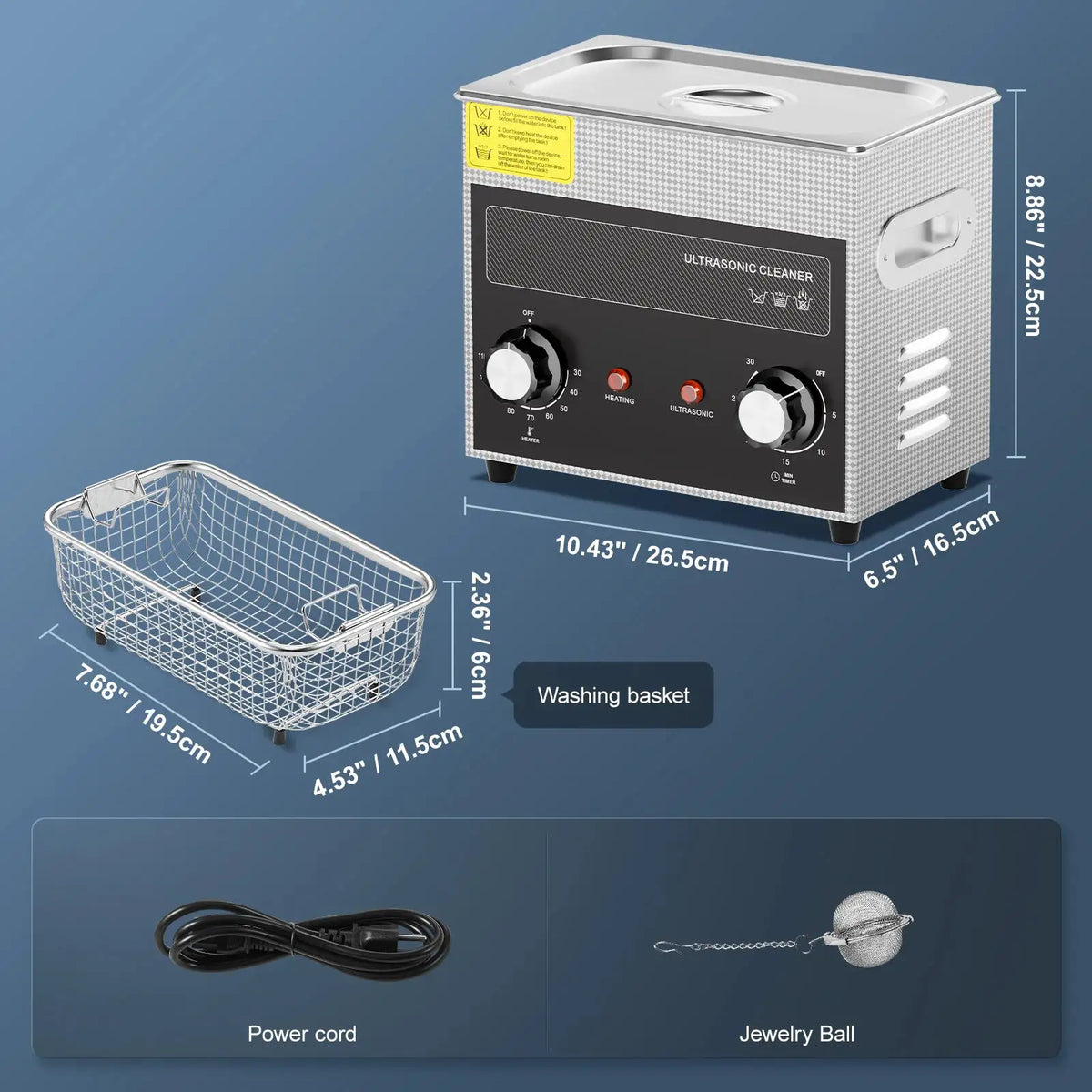 SucceBuy Ultrasonic Cleaner with Heater Timer for Lab Tools Metal — product view 6